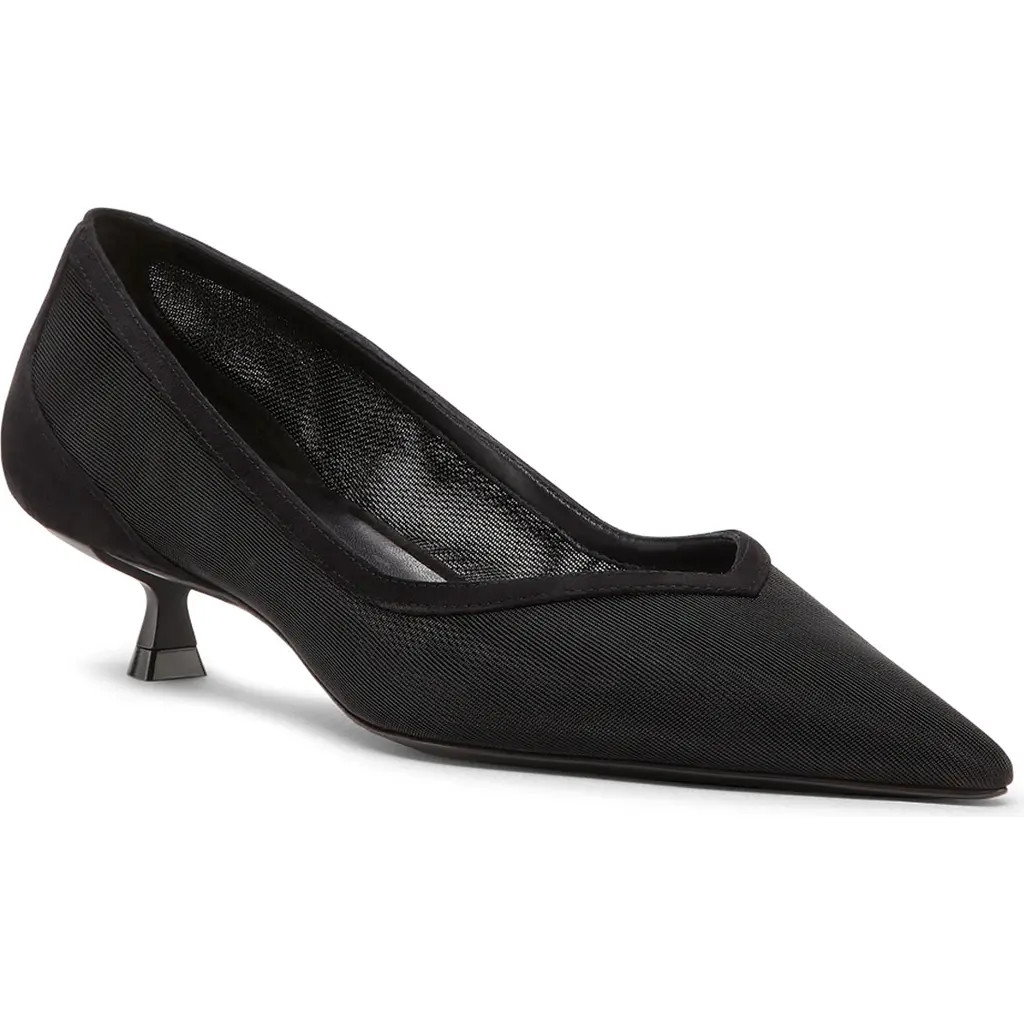 Stuart Weitzman Eva Kitten Heel Pointed Toe Pump in Black at Nordstrom, Size 6.5 | Nordstrom