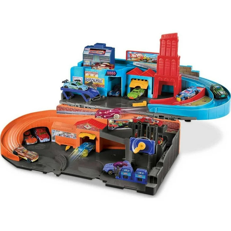 Hot Wheels Ultra Hots Sto & Go Track Set, 5 Die-Cast Cars, Ages 3+, 36" x 24" x 12", Plastic | Walmart (US)
