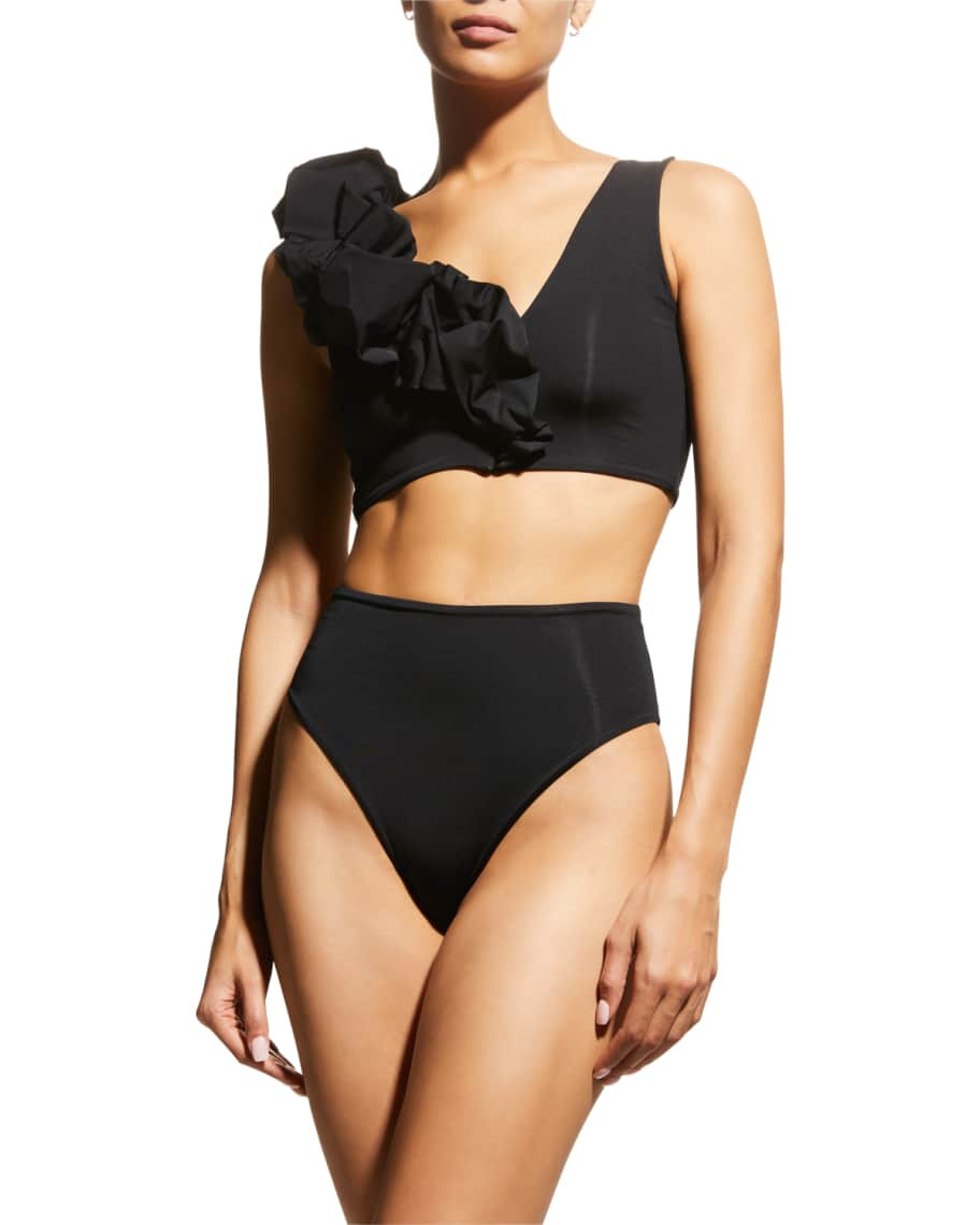 MAYGEL CORONEL Rosa Ruffle High-Waist Two-Piece Bikini Set | Neiman Marcus