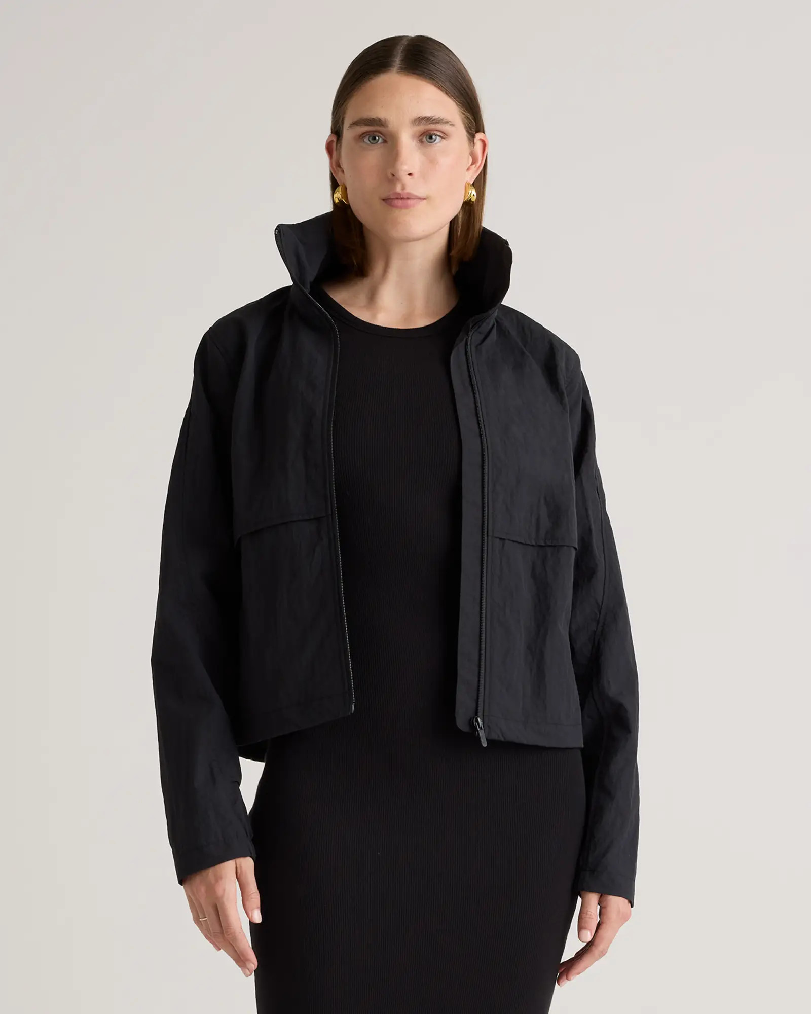 Water Repellent Windbreaker Jacket in Black | Quince