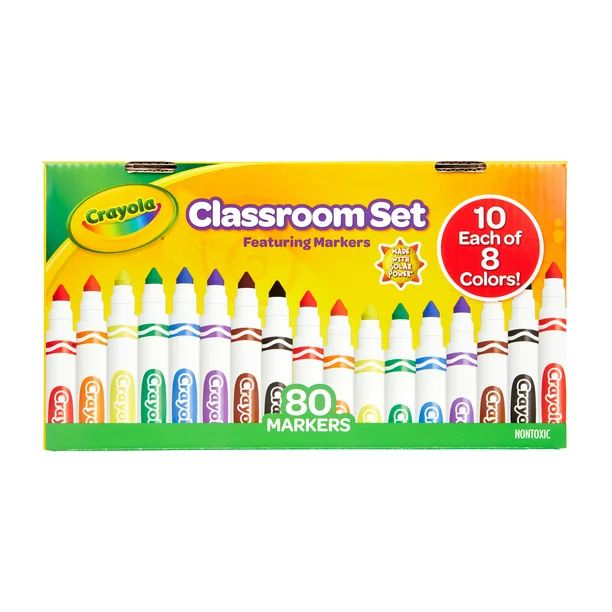 Crayola Classroom Set Broad Line Art Markers, Teacher Supplies, 80 Count | Walmart (US)