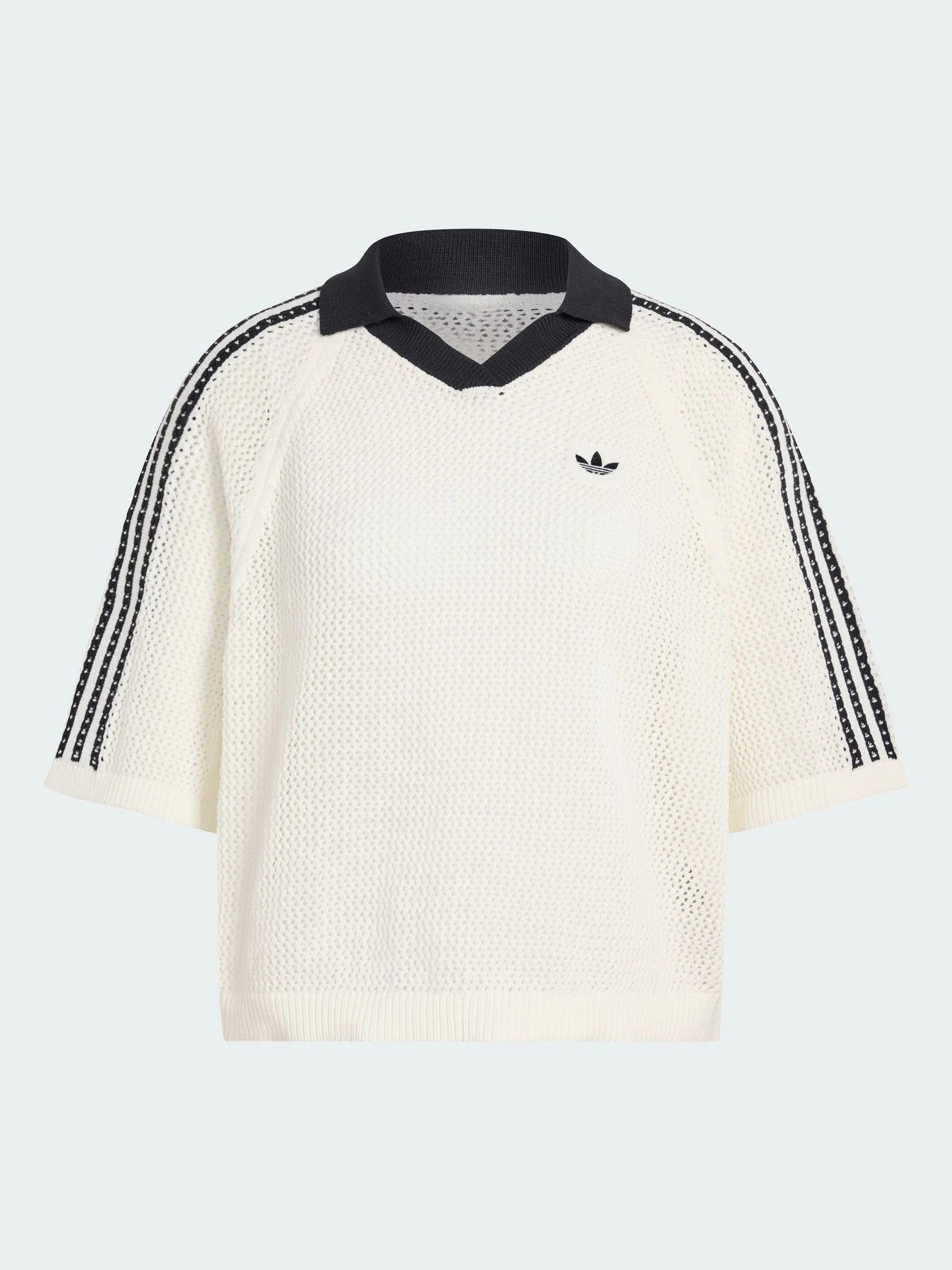 adidas originals adidas originals White Knitted Crochet Polo Shirt | Next US