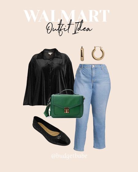 Walmart plus size holiday outfit idea with this velour top and jeans, add heels for a festive touch #walmartpartner #walmart #walmartfashion @walmart @walmartfashion #walmartfinds #iywyk 

#LTKstyletip #LTKmidsize #LTKplussize