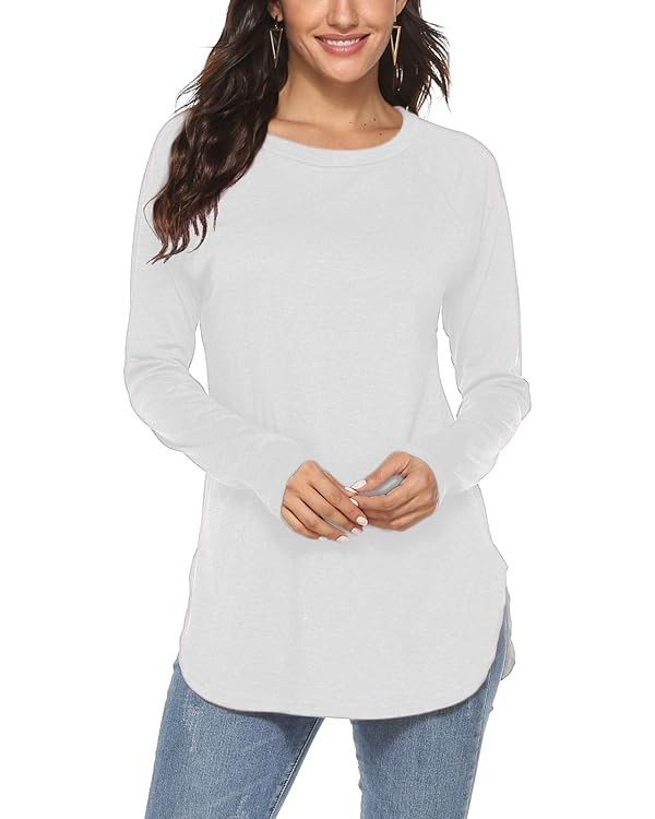 Newchoice Women's Casual Batwing Long Sleeve T Shirt Round Neck Basic Loose Tunic Tops | Amazon (US)