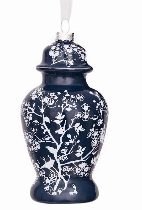 Navy Blue Ginger Jar Ornament | The Enchanted Home