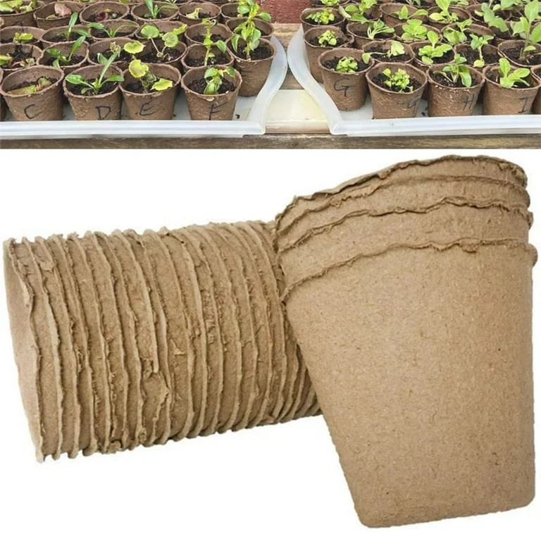25Pcs Biodegradable Pulp Plant Pots,Natural Plantable Nursery Cup,Round Seed Starter Tray,Disposa... | Walmart (US)