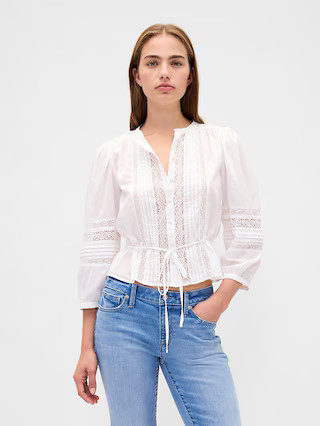 Lace-Trim Voile Top | Gap (US)