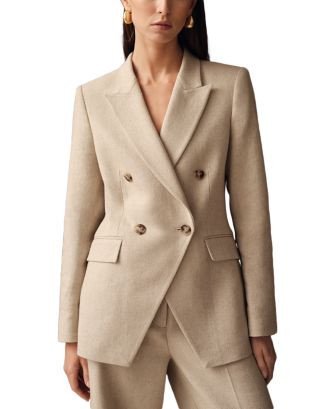 Petite Double Breasted Linen Suit Blazer | Bloomingdale's (US)