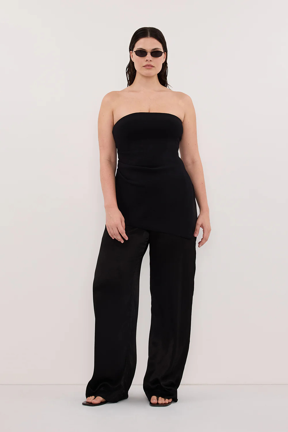 MONICA BLACK SATIN PANT | DISSH