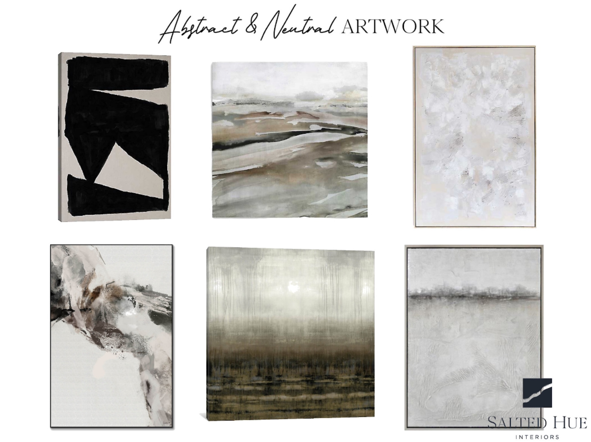 Our favorite abstract and neutral artwork! There are framed pieces, canvases, black, tan, green, silver, and grey colors.

#LTKFind #LTKhome #LTKstyletip