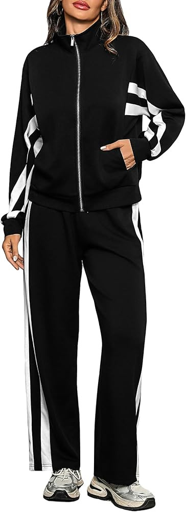 Totatuit Womens 2 pieces Sweatsuit Sets Zip Up Sweatshirts and Sweatpants Tracksuit Lounge Set Tr... | Amazon (US)