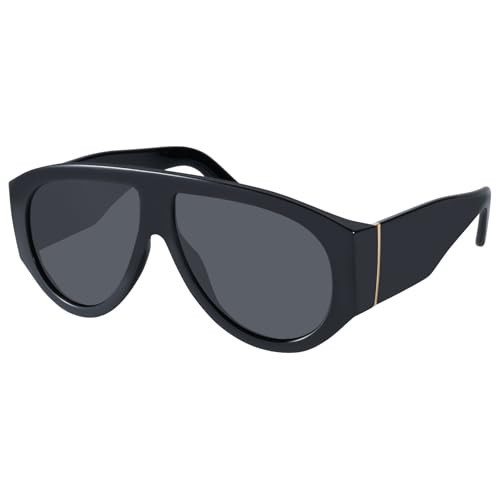 mosanana Retro Oversized Aviator Sunglasses for Women Men Trendy 70s Vintage Cool 2025 Fashion Big Shades Black Grey MS52474 | Amazon (US)