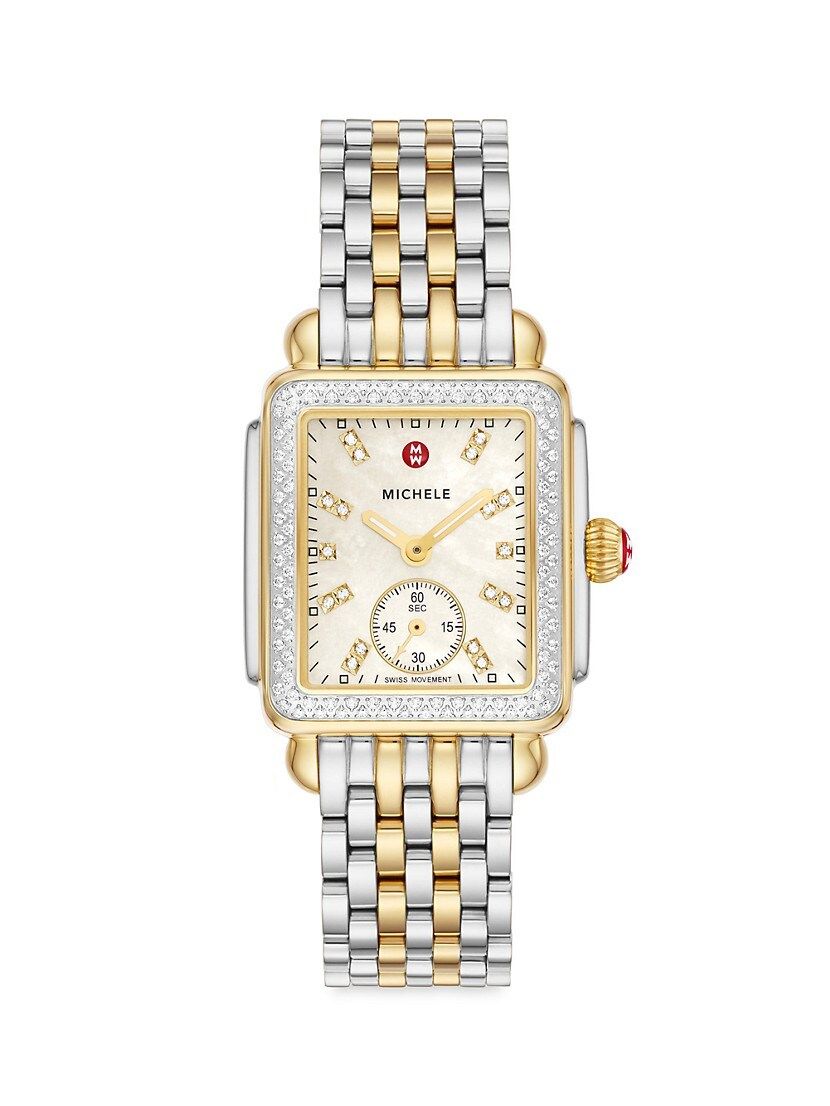 Deco Mid Two-Tone Stainless Steel & Diamond Bracelet Watch | Saks Fifth Avenue