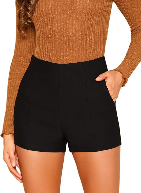 Floerns Women's Casual High Waist Skinny Shorts with Pocket | Amazon (US)