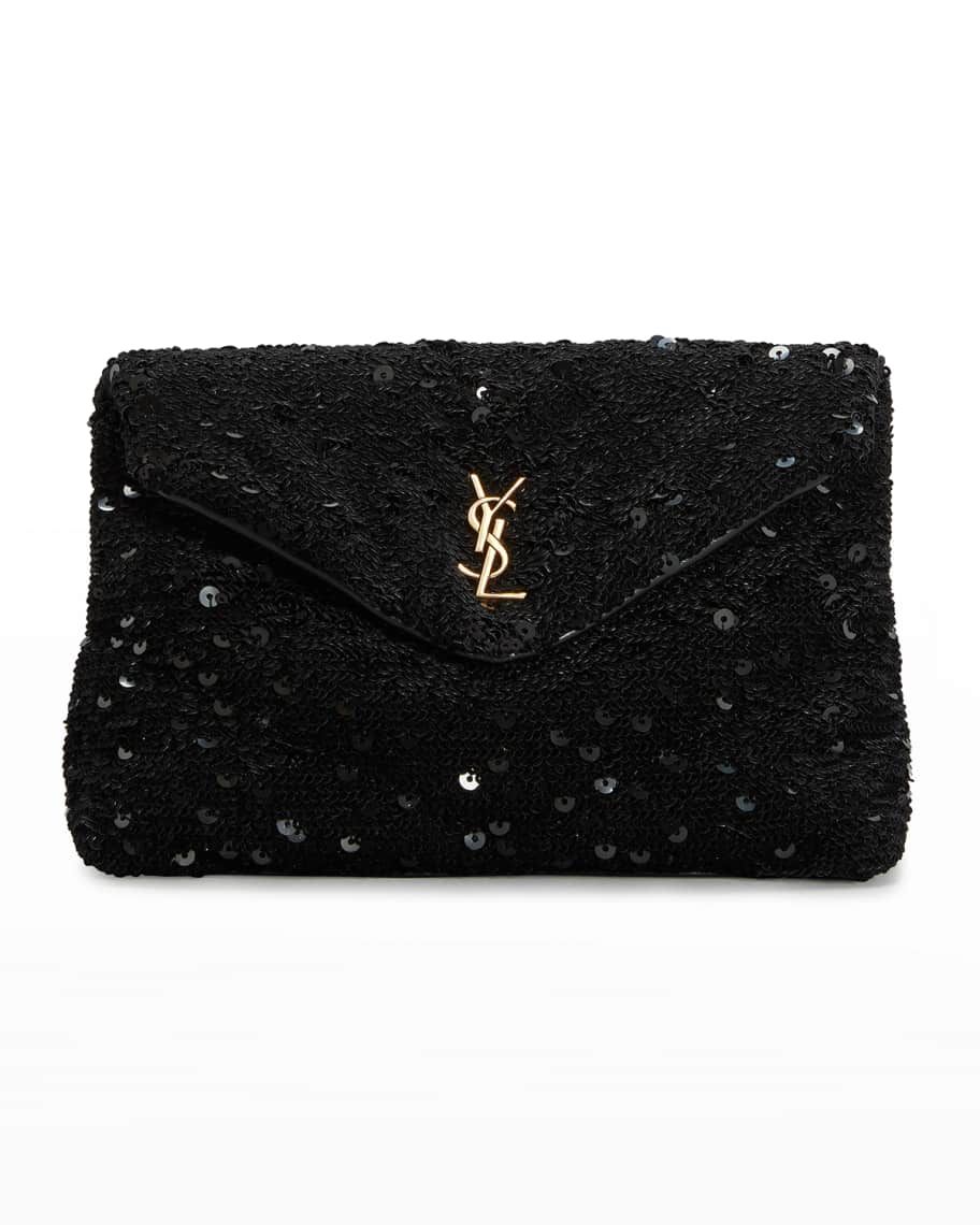 Saint Laurent YSL Small Puffer Sequin Clutch Bag | Neiman Marcus