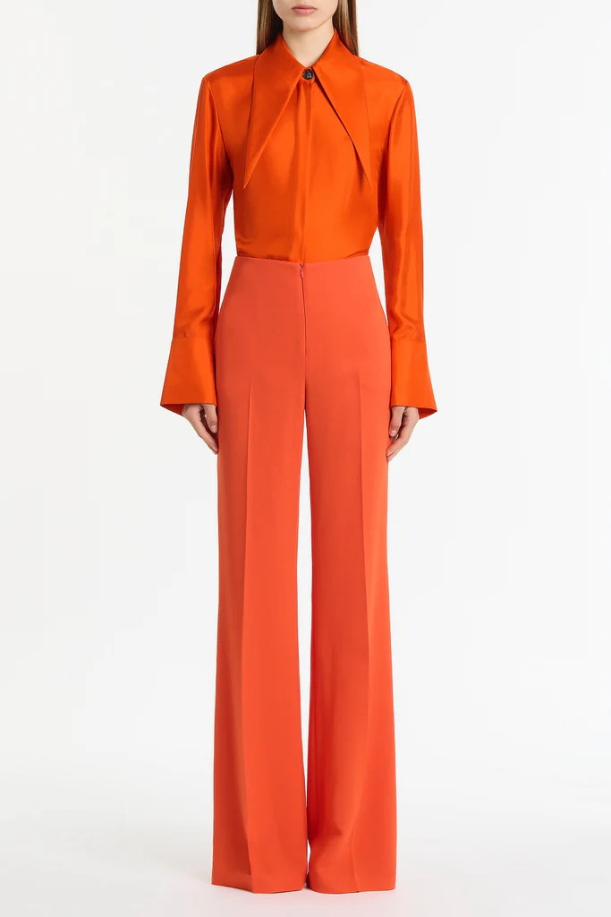 TANGERINE CREPE CLASSIC FLARED PANT | Carla Zampatti