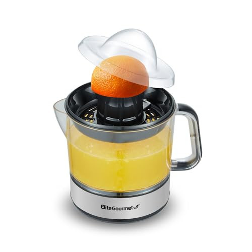 Elite Gourmet ETS623 BPA-Free Electric Citrus Juicer, Compact, Large Volume, Pulp Control, Oranges, Lemons, Limes, Grapefruits with Easy Pour Spout, 24oz, Black/Stainless Steel | Amazon (US)