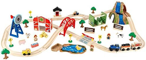 KidKraft Wooden Rural Farm Train Set with 75 Pieces, Children's Toy Vehicle Playset, Gift for Age... | Amazon (US)