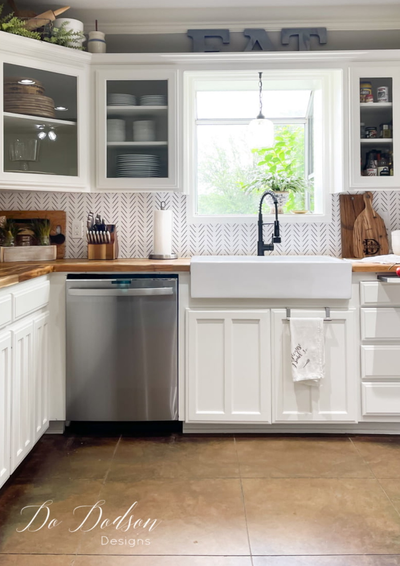 One of my favorites rooms in our ranch home is the kitchen. We added the farmhouse sink, new butcher block countertops and because I could make up my mind… peel and stick wallpaper for the backsplash. 😍

#LTKhome