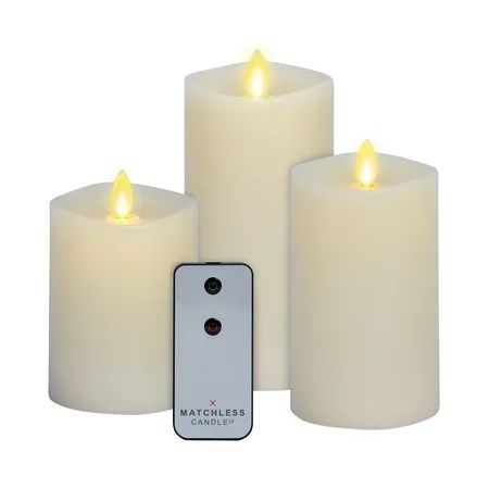 Matchless - Set of 3 Ivory Flameless Candle Pillars - Melted Top Vanilla Honey Scented - 3.0 x 4.5 / | Walmart (US)