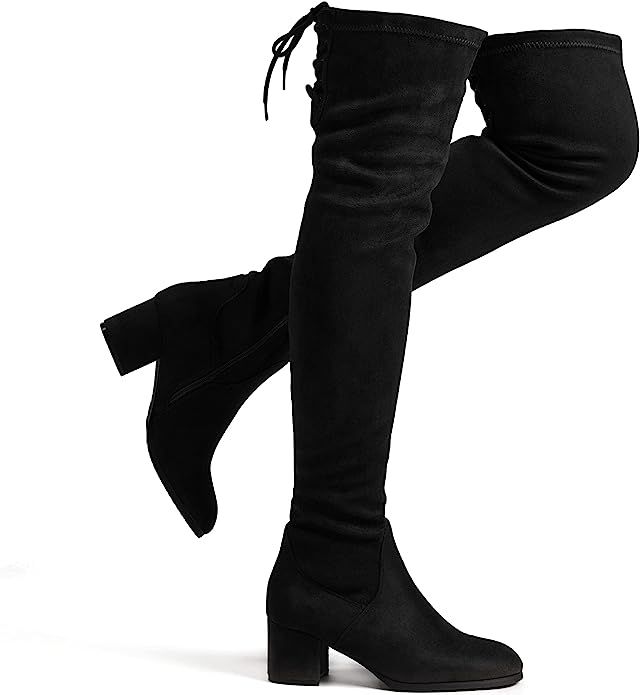 DREAM PAIRS Women's Over The Knee Thigh High Chunky Heel Boots Long Stretch Sexy Fall Boots | Amazon (US)