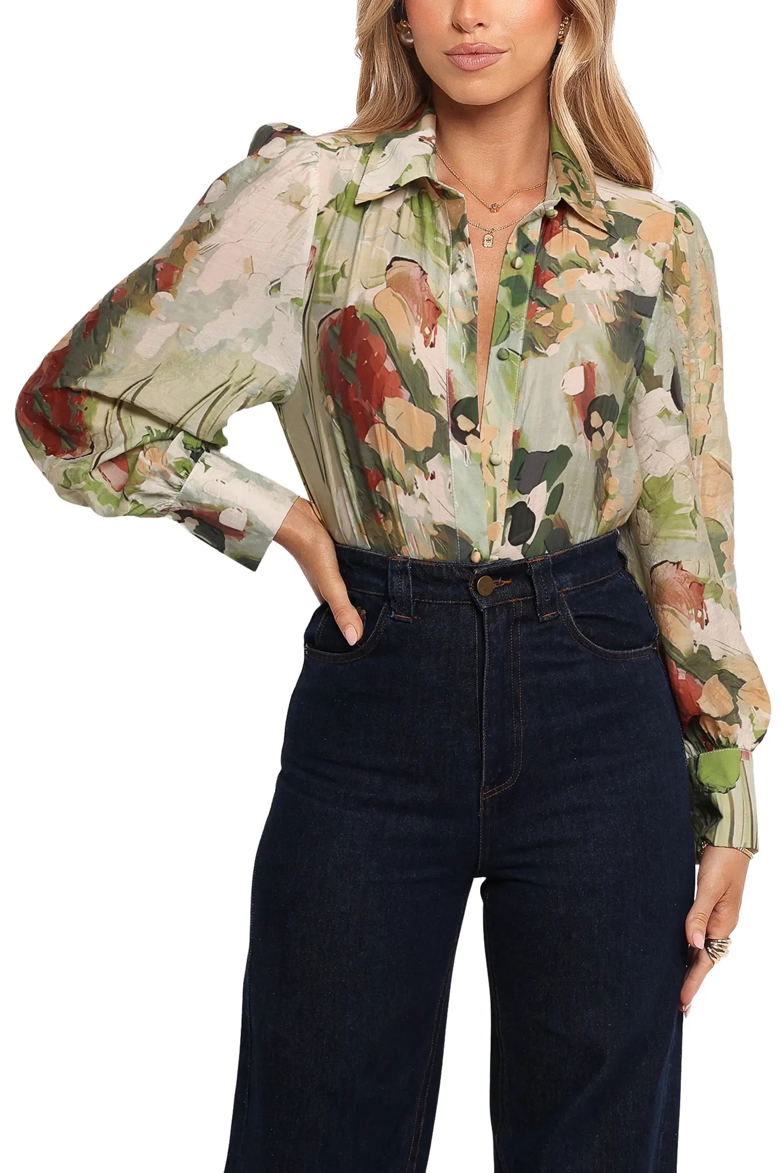 Allise Floral Print Cotton Blend Button-Up Shirt (Women) | Nordstrom | Nordstrom