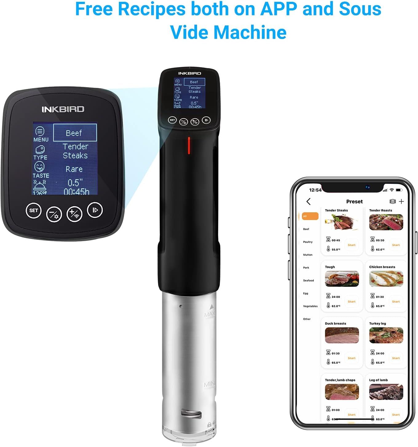 WiFi Sous-Vide-Machine & Vacuum Sealer Machine, Inkbird Sous Vide Cooker 1000W w/ Recipes on APP ... | Amazon (US)