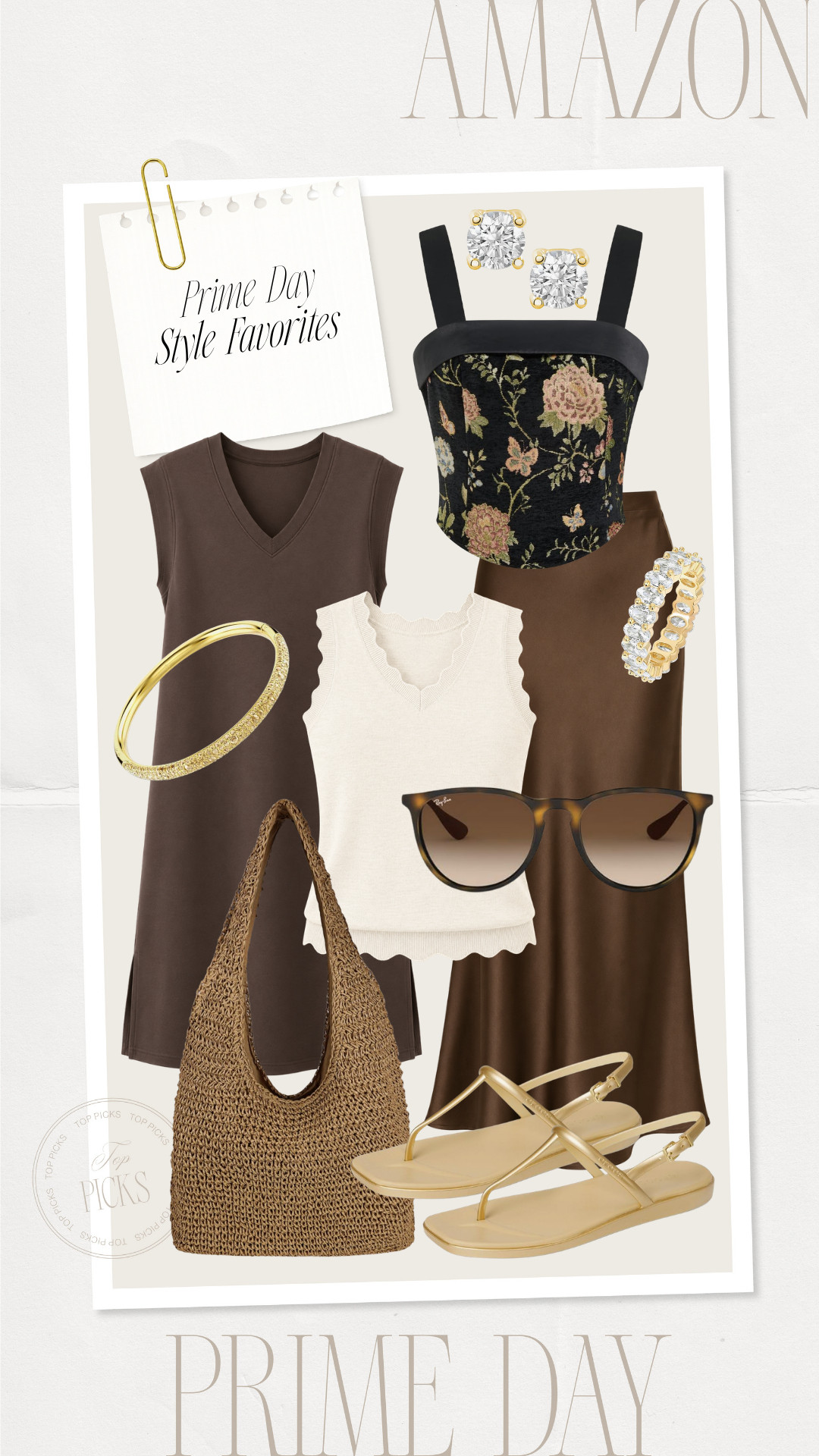 Gorgeous style finds on sale with Amazon Prime Days!

neutral fashion, summer fashion, summer style, summer looks, summer outfit, date night looks, date night outfit, fall fashion, fall style, fall looks, brown skirt, satin skirt, midi skirt, sheath dress, brown dress, mini dress, floral top, tank top, scalloped edge tank top, white tank top, straw handbag, neutral handbag, gold sandals, sunglasses, rhinestone ring, stud earrings, gold bracelet, bangle bracelet 

 #LTKgrwm #LTKootd #LTKSaleAlert