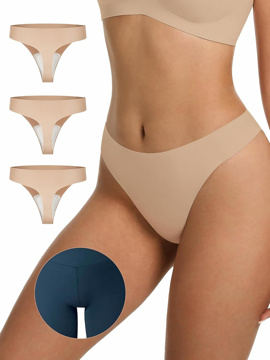 LUCKMEEY Cotton Thongs for Women Seamless Thongs for Women No Show Thong Panty Liners Workout G-String Thongs Underwear | Amazon (US)