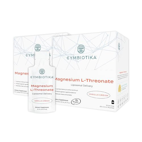 CYMBIOTIKA Magnesium Threonate for Enhanced Mental Clarity & Tranquility – Supports Cognitive Wellness, Daily Calm & Balanced Mood, Fast-Acting Formula with Travel 10 mL Pouches, 60 Servings, 2pck | Amazon (US)