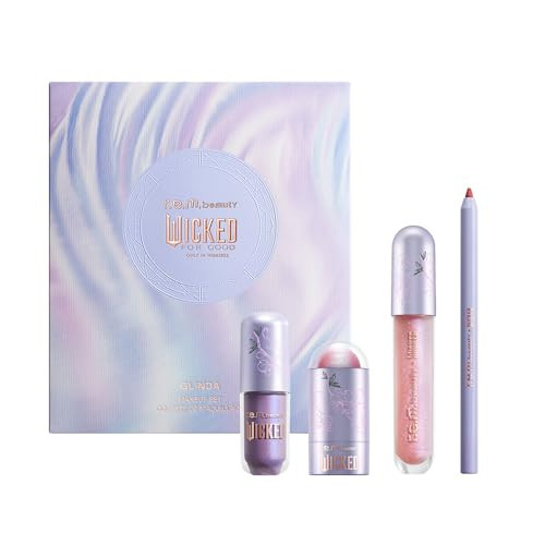 r.e.m. beauty by Ariana Grande Wicked: For Good | Glinda Makeup Set | Waterpoof Eye Shadow, All Over Glow Stick, Creamy Lip Liner, Glossy Lip Balm | 4 Full Size Products | Amazon (US)