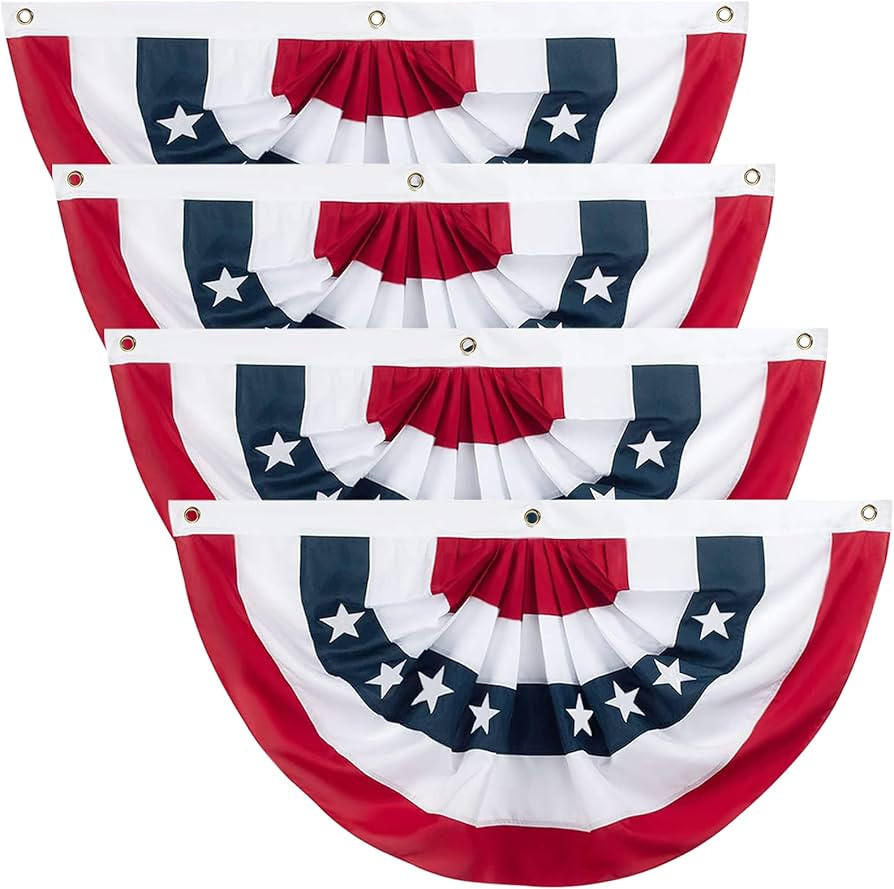 American Flag Bunting,Usa Pleated Fan Flag,2x4 Ft Half Flags Banner for Porch Home Outdoor Patrio... | Amazon (US)