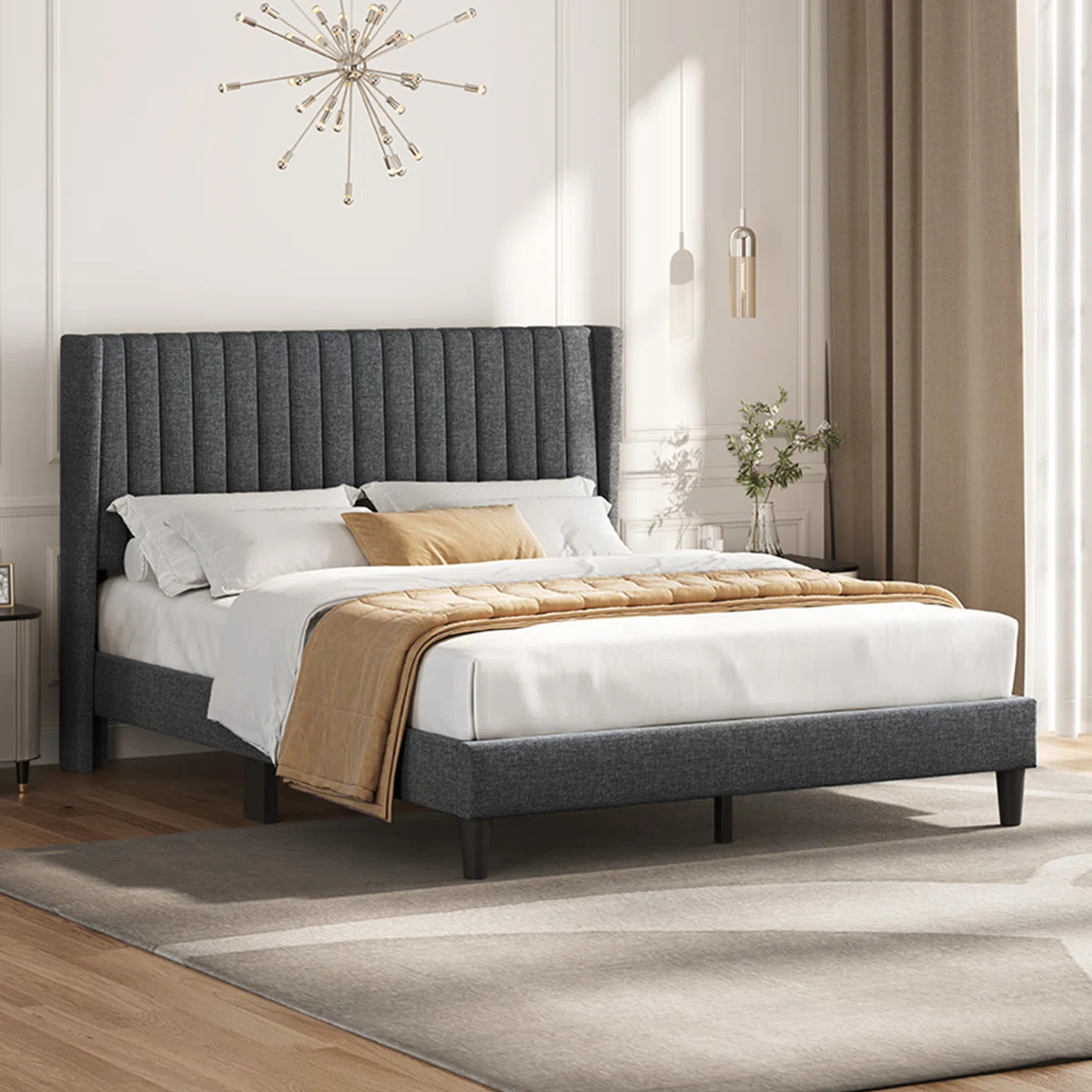 Upholstered Bed Frame with Wing Side | Wayfair North America