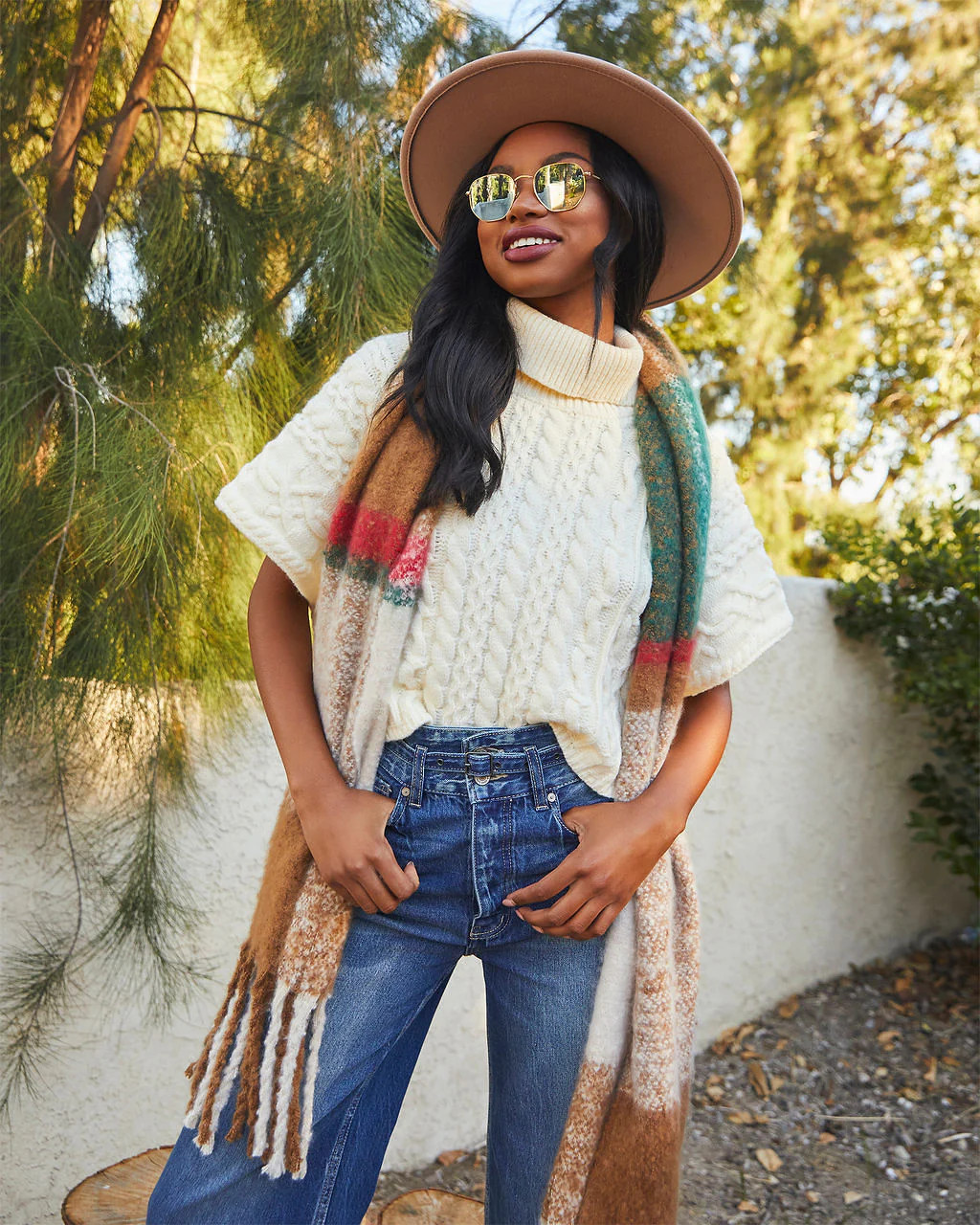 Adalynn Cable Knit Turtleneck Sweater Vest | VICI