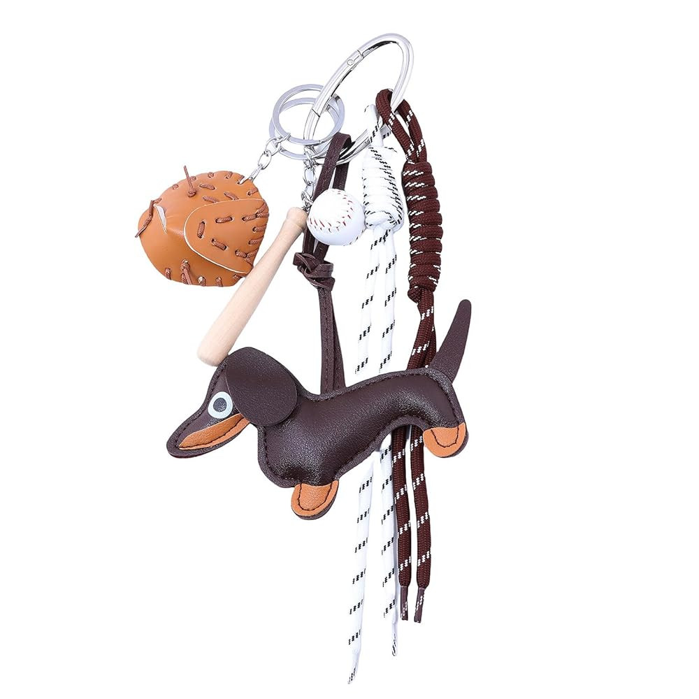 Unique Keychain Designer Rope Bag Charms for Handbag - Cute Teddy Bear Purse Charm - Leather Dach... | Amazon (US)