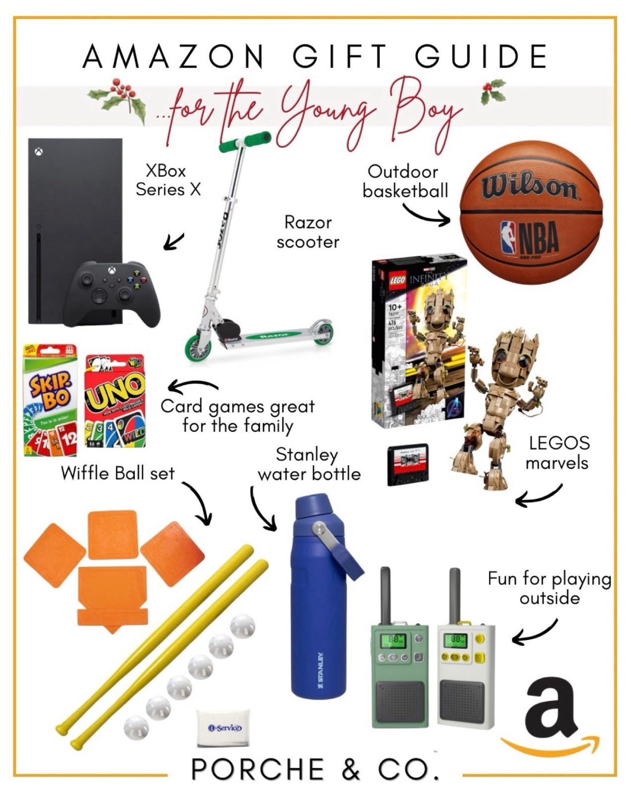 Gifts that will keep him busy, active, and SO excited to open on Christmas morning! 🎁✨ This Amazon Gift Guide for the Young Boy is packed with fun, outdoor play, creative building sets, and family-friendly games.
Perfect for brothers, sons, cousins, or any little guy on your list! 💙🔥

🎁 WHAT’S INCLUDED:
• Xbox Series X
• Razor scooter
• Outdoor Wilson basketball
• LEGO Marvels (Groot set)
• Skip-Bo & UNO card games
• Wiffle ball set
• Stanley water bottle
• Walkie talkies

#AmazonGiftGuide #GiftsForBoys #YoungBoyGifts #XboxSeriesX #RazorScooter #WilsonBasketball #LEGOMarvel #LEGOSet #UNO #SkipBo #WiffleBall #StanleyWaterBottle #WalkieTalkies #KidsGiftGuide #AmazonFindsKids #HolidayGiftGuide #LTKGiftGuide #LTKHoliday #PorcheAndCo


#LTKHoliday #LTKKids #LTKGiftGuide