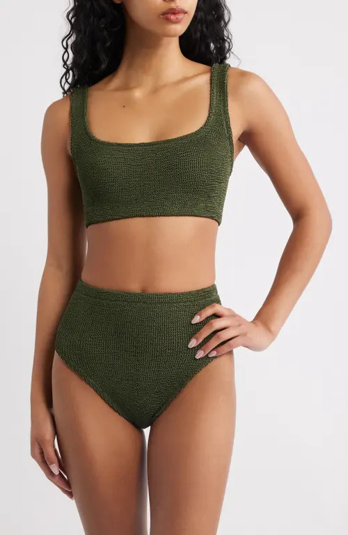 Hunza G Patricia Two-Piece Bikini Swimsuit in Metallic Khaki at Nordstrom | Nordstrom