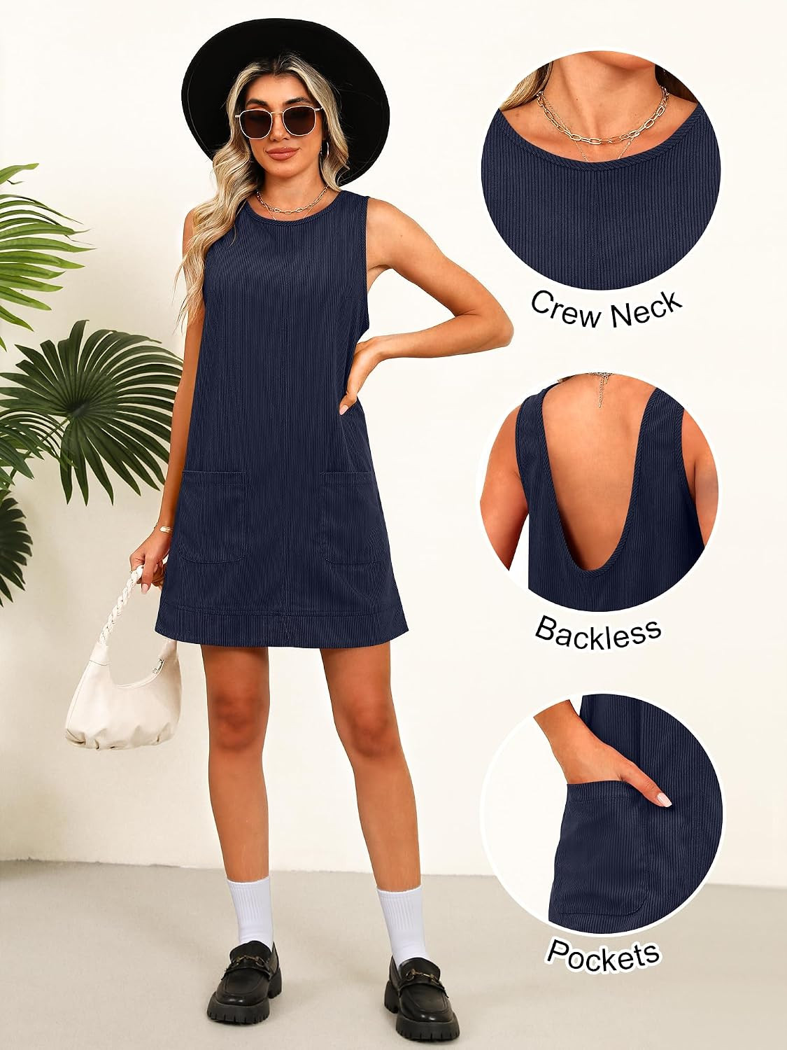 Caracilia Womens Corduroy Sleeveless Overall Mini Dress | Amazon (US)