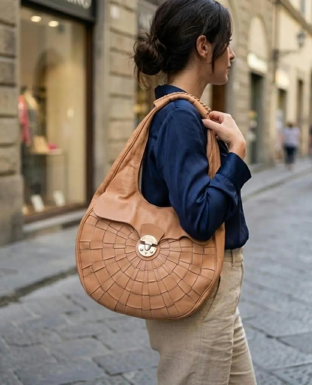 Giudi Women's Hobo Shoulder Bag in Beige Leather Made in Italy Vintage Y2K - Etsy | Etsy (US)