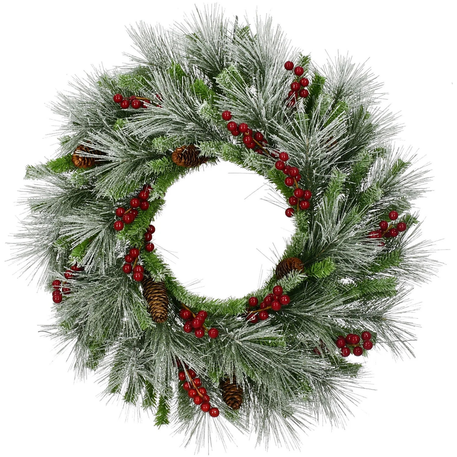 Fraser Hill Farm 25-In. Lightly Flocked Wreath Door or Wall Hanging - with Pinecones and Berries, FF001CHWR-025-0GR - Walmart.com | Walmart (US)