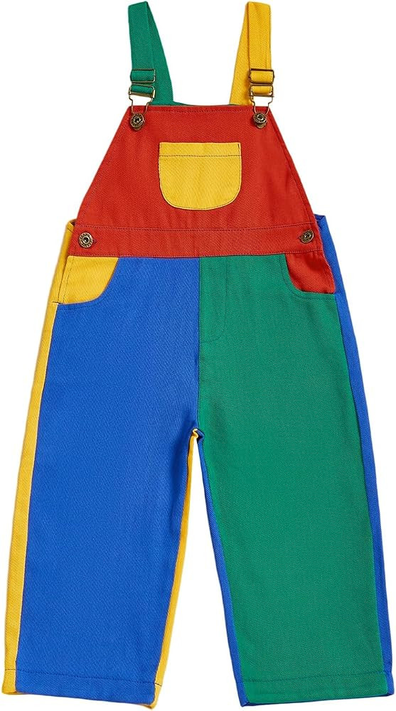 Fernvia Toddler Kids Baby Boy Girl Contrast Color Overalls Pants Clothes 2T 3T 4T 5T Adjustble Sh... | Amazon (US)