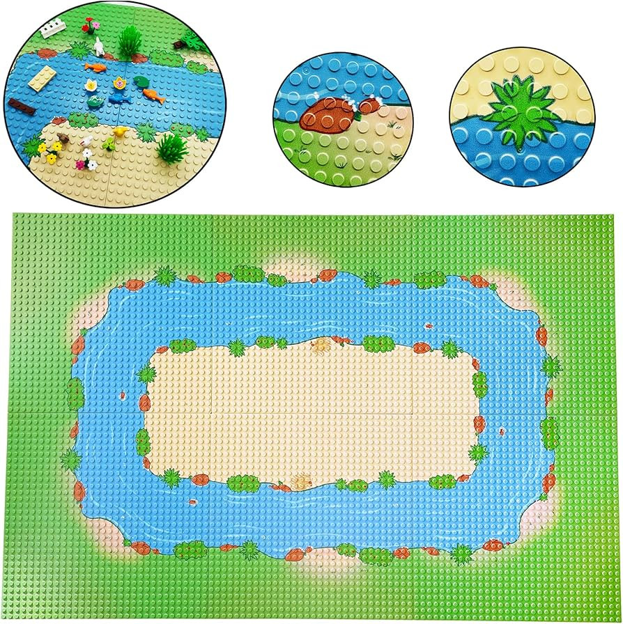 6 Pack Grassland Rivers Pattern Baseplate 10" x 10" - Building Brick Base Plate Tight Fit with Ma... | Amazon (US)