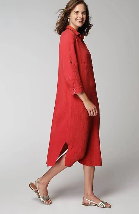 Cotton-Gauze One-Pocket Shirtdress | J. Jill
