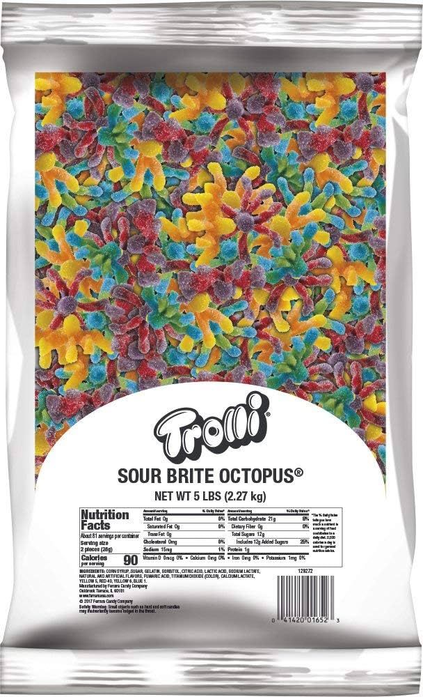 Trolli Sour Brite Octopus, Sour Gummy Candy, 5 Pound Bulk Bag | Amazon (US)