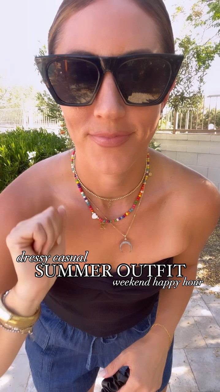 Dress casual summer outfit idea! My happy hour look 🖤🍷☀️

Black tube, top — size, small 
denim cargo shorts — size small
Strappy, black sandals — size 7.5 

#LTKSaleAlert #LTKxWalmart #LTKFindsUnder50