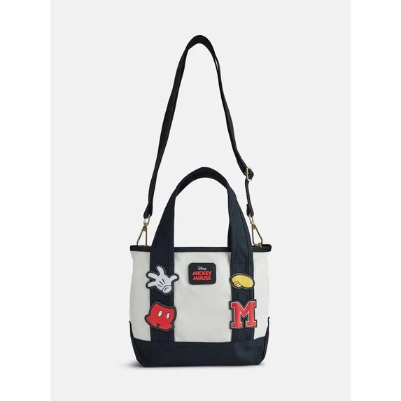Disney Mickey Mouse Women's Patches Canvas Tote Bag, Black | Walmart (US)