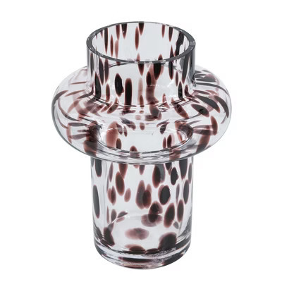 Gulches 6x8 Inch Clear Glass Accent Vase Artistic Amber Spots Wide Cylindrical Silhouette Disc Accent Home Decor | Target