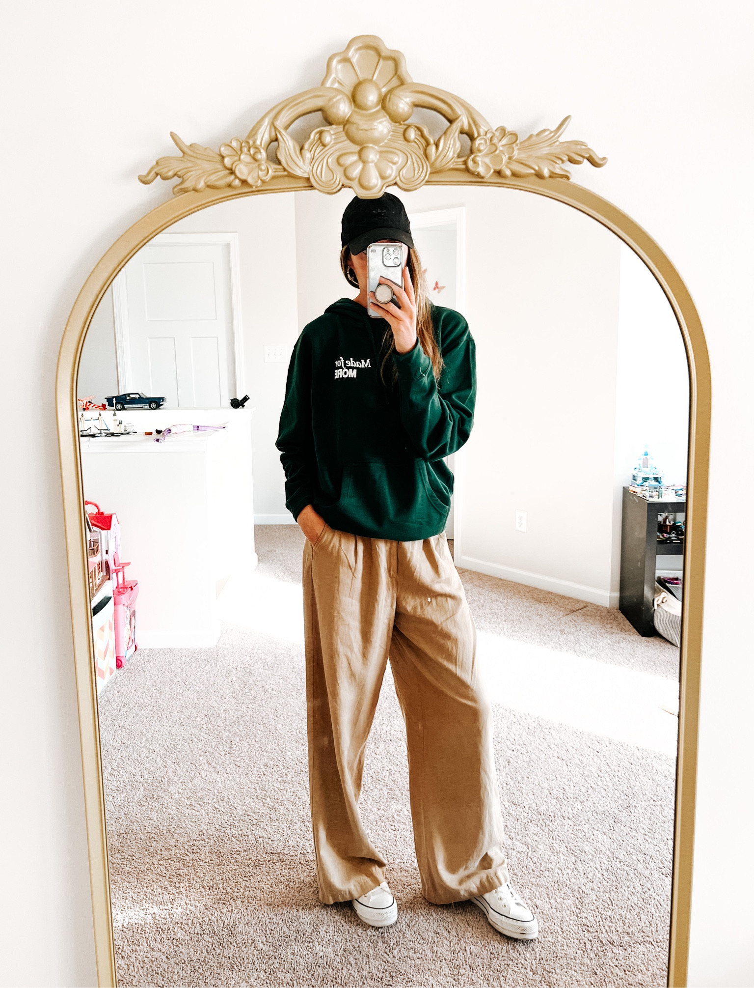 Easy everyday look for Jesus loving moms, and anyone tall! 

Made for More sweatshirt size L (sized up). Madewell wide leg pants in Tall 4 (run big). Platform converse are so comfy.

I am 6’1” 36” inseam size 4/6/28 for reference!

#LTKover40 #LTKfindsunder50 #LTKstyletip