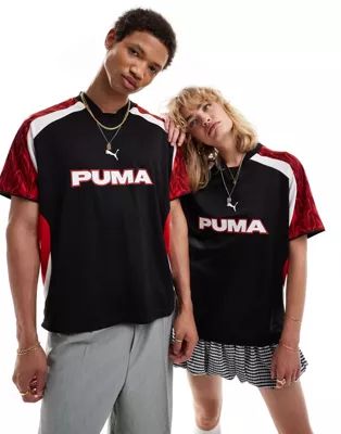 Puma retro football jersey in black and red | ASOS (Global)