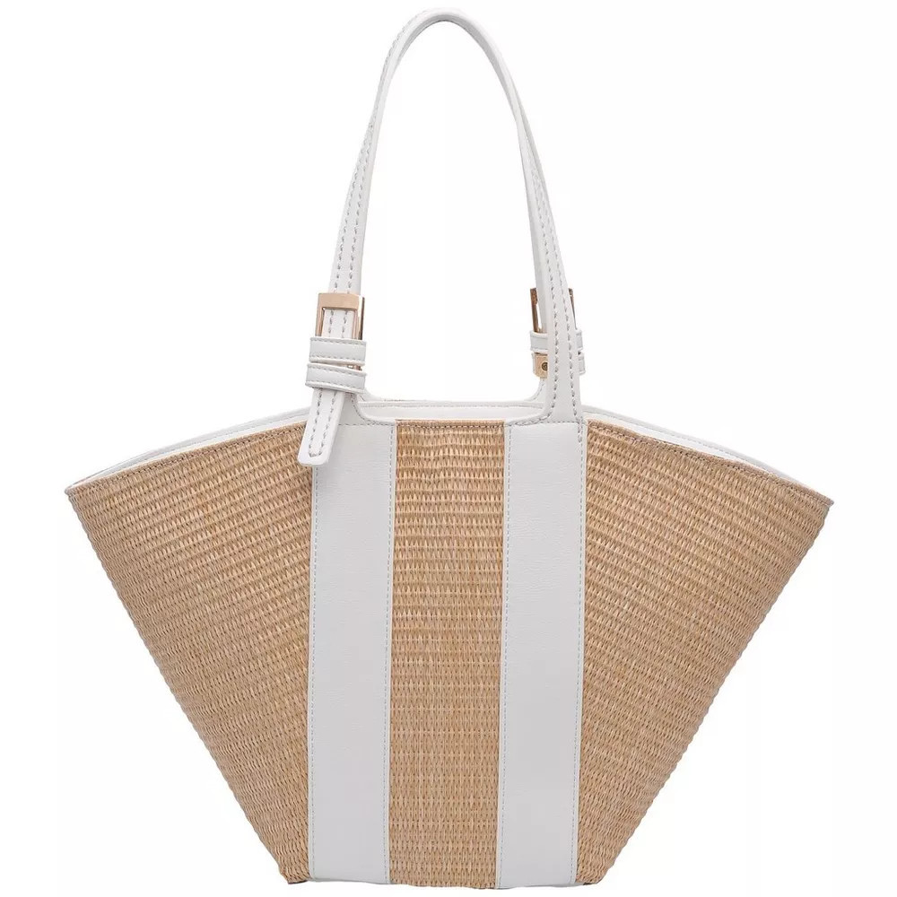 La Jolla Straw Vegan Leather Tote Handbag | Bealls